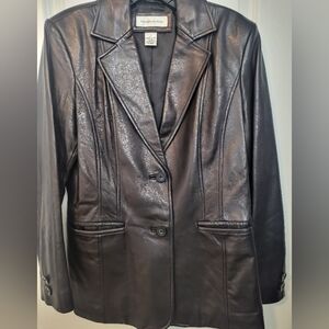 Preston & York Black Leather Jacket Size small